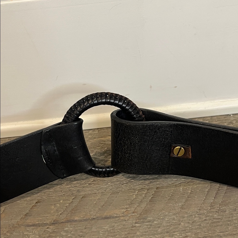 Vintage Ralph Lauren RLL Black Leathet Belt - Y2K - Braided Buckel - Size Large - Picture 5 of 7